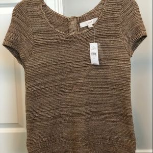 NWT Ann Taylor Loft Gold XS Short-Sleeved Sweater